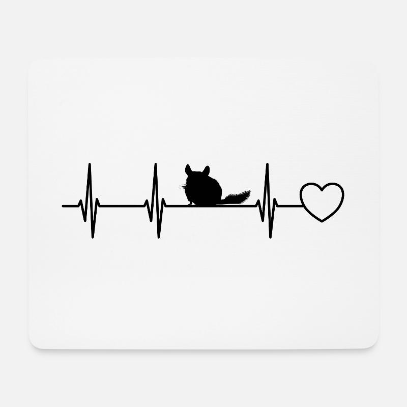 Chinchilla Herzschlag EKG Puls Herz - Mousepad (Querformat) - Weiß