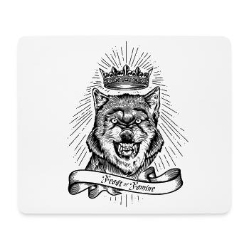 "Fest oder Hunger" gekrönter Wolf - Mousepad (Querformat) - Weiß - Vorne
