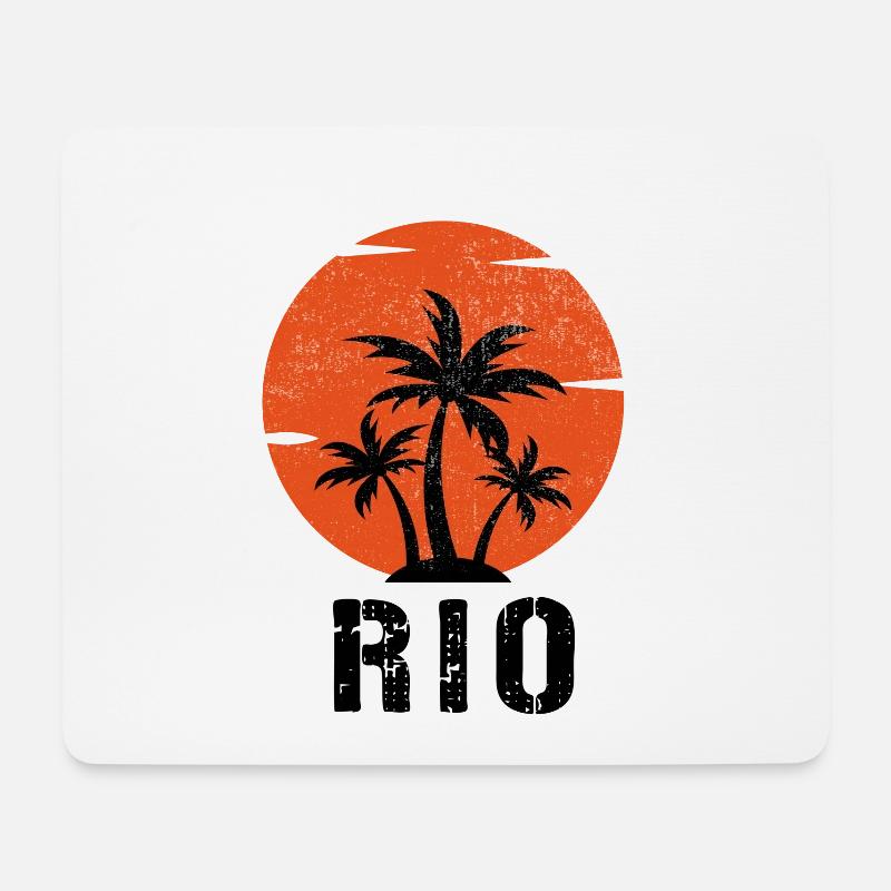 Rio Vintage Palmen - Mousepad (Querformat) - Weiß