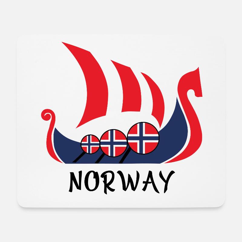 Wikingerschiff Norway Geschenk - Mousepad (Querformat) - Weiß
