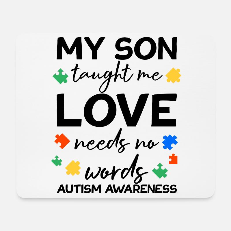 Love need no Words Autism Awareness Son - Mousepad (Querformat) - Weiß