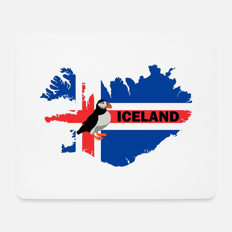 Isländische Flagge Island Puffin Papageitaucher - Mousepad (Querformat) - Weiß