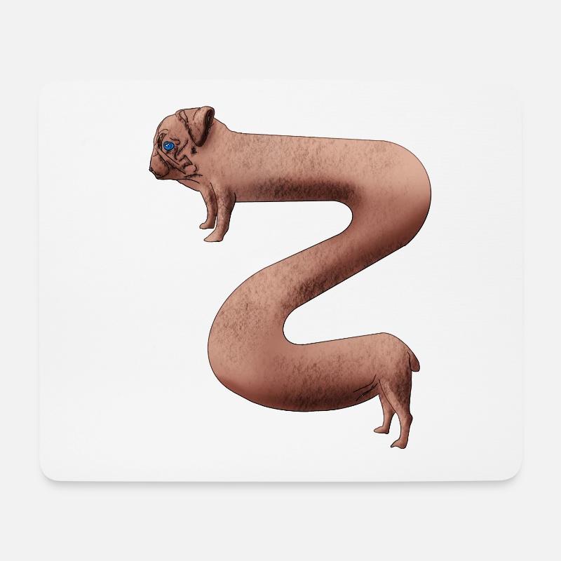 Langer Mops. Langgezogener Mops. Länglicher Mops. - Mousepad (Querformat) - Weiß