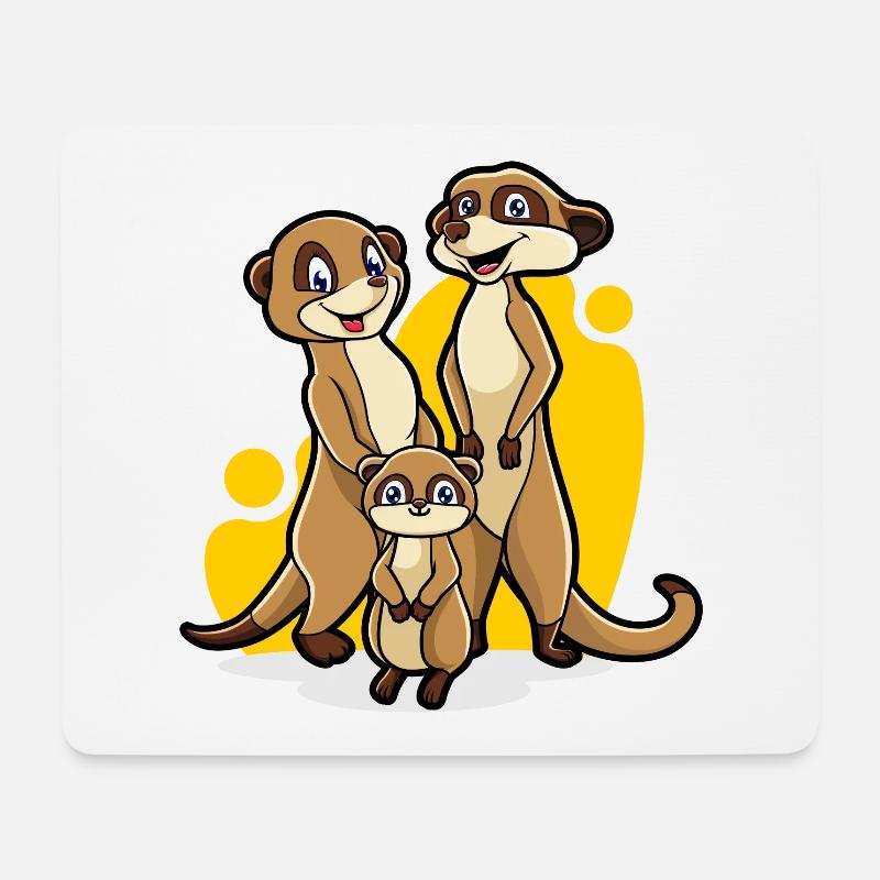 Erdmännchen Familie - Mousepad (Querformat) - Weiß