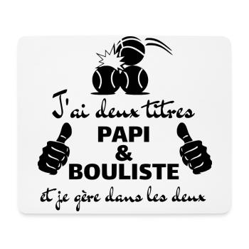 Papi & Bouliste Pétanque Cadeau - Tapis de souris (format paysage) - blanc - Devant
