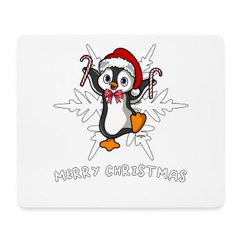 Sweet Merry Christmas Penguin with Ice Flake - Mouse Pad (horizontal) - white - Front