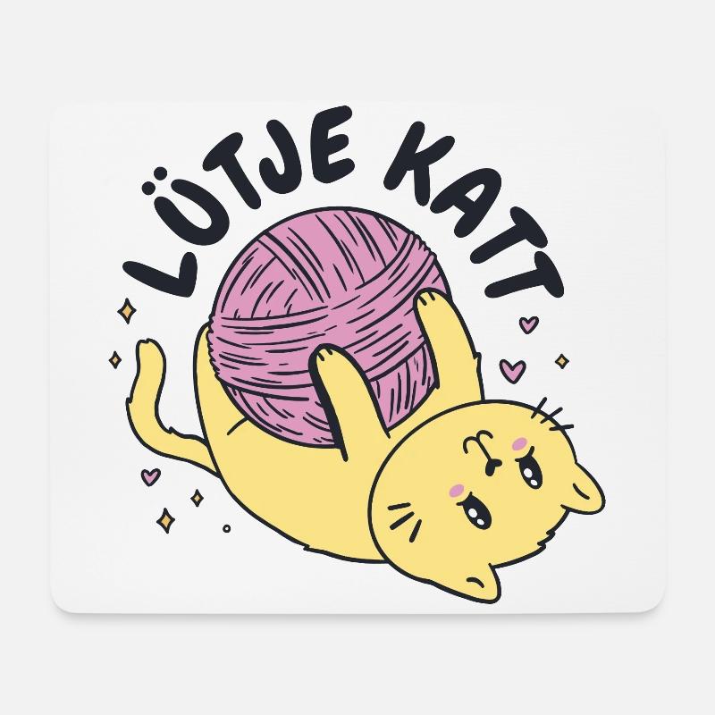 Lütje Katt Plattdeutsch kleine Katze - Mousepad (Querformat) - Weiß