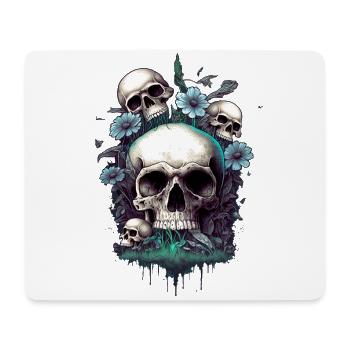 Crânes et fleurs envahis de fleurs - Tapis de souris (format paysage) - blanc - Devant
