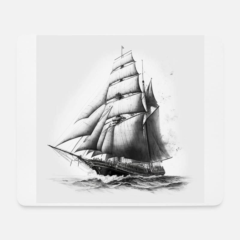 Segelschiff - Mousepad (Querformat) - Weiß