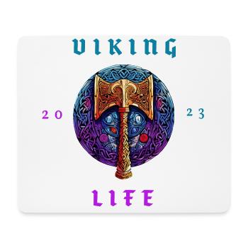 Wikinger Axt mit Aufschrift „Viking Life“ (2023) - Mousepad (Querformat) - Weiß - Vorne