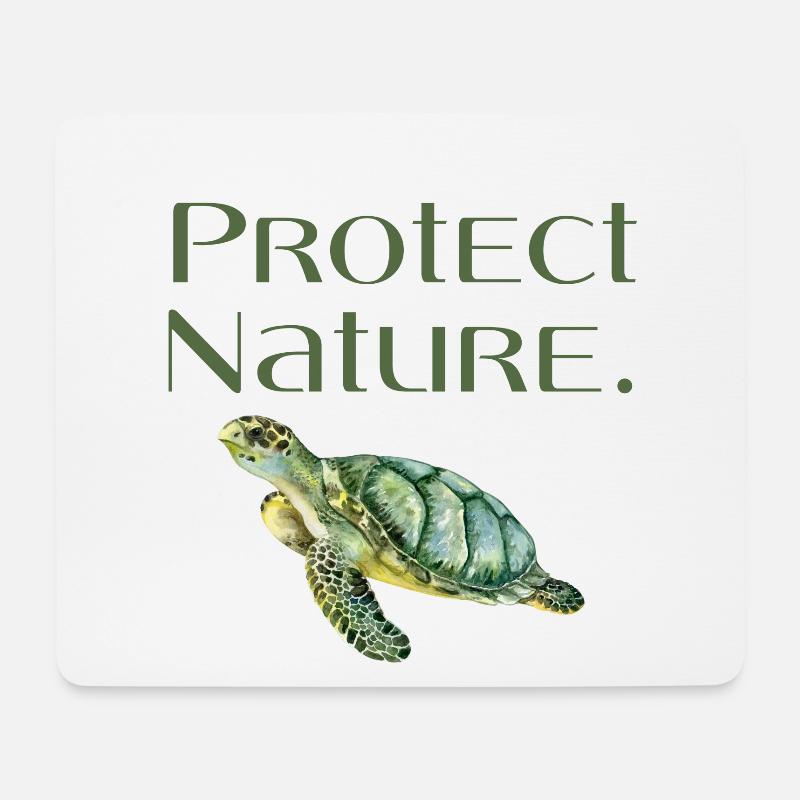 Protect Nature - Beschütze die Natur - Schildkröte - Mousepad (Querformat) - Weiß