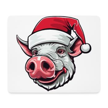 Tête de cochon truie Portrait de Noël - Tapis de souris (format paysage) - blanc - Devant