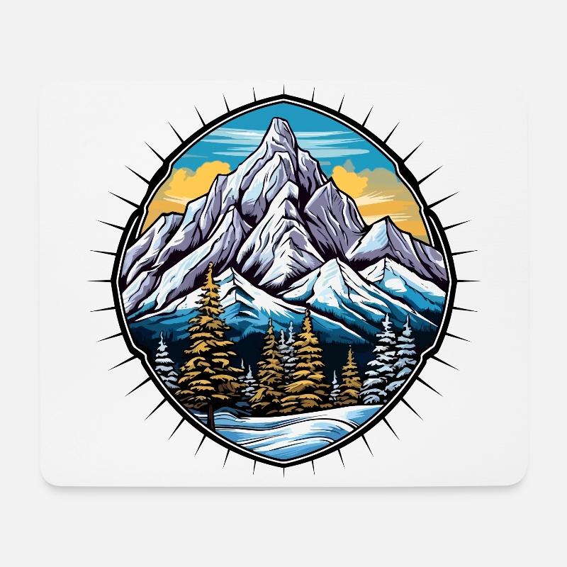 Mountains Winter Symbol - Mousepad (Querformat) - Weiß