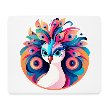 Pfau Vogel Zeichnung - Mousepad (Querformat) - Weiß - Vorne