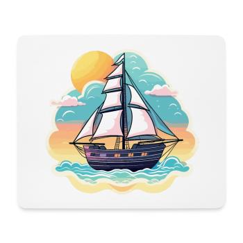 Segelboot Illustration - Mousepad (Querformat) - Weiß - Vorne