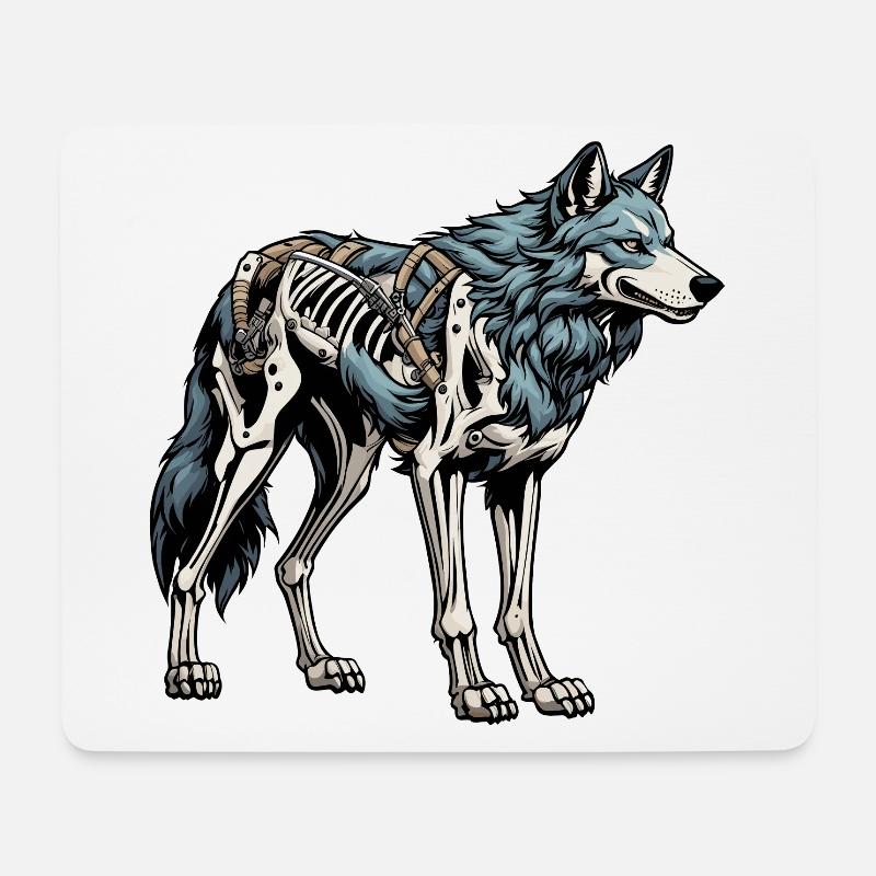 Illustration de squelette de loup - Tapis de souris (format paysage) - blanc