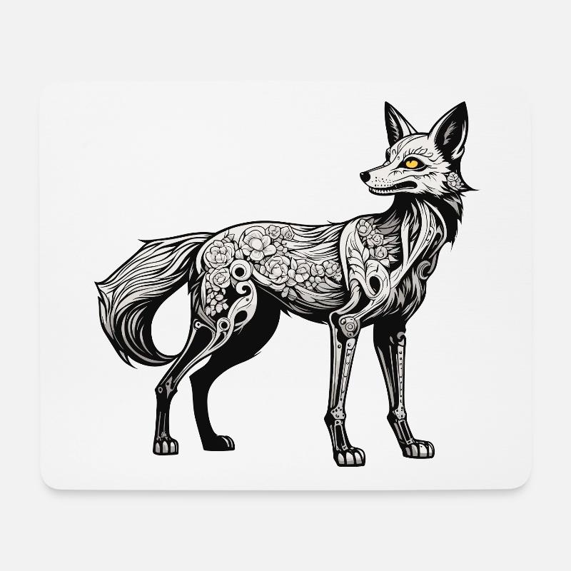 Fuchs Skelett Illustration - Mousepad (Querformat) - Weiß