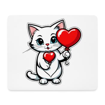 Katze Herz - Valentinstag - Mousepad (Querformat) - Weiß - Vorne