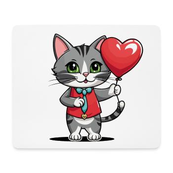 Katze Herz - Valentinstag - Mousepad (Querformat) - Weiß - Vorne