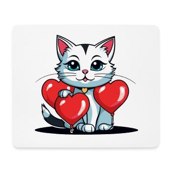Katze Herz - Valentinstag - Mousepad (Querformat) - Weiß - Vorne