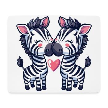 Zebra Comic Paar Liebe - Mousepad (Querformat) - Weiß - Vorne