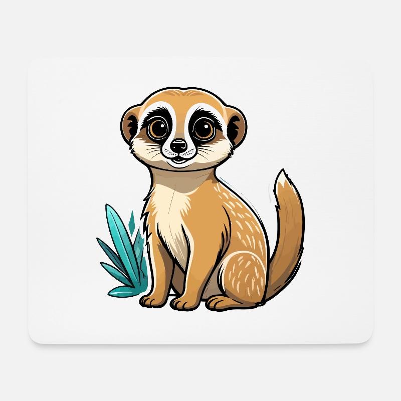 Erdmännchen Niedlich Illustration - Mousepad (Querformat) - Weiß
