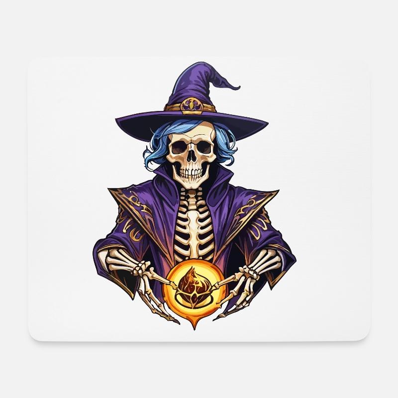 Skelett Magier Fantasy Illustration - Mousepad (Querformat) - Weiß