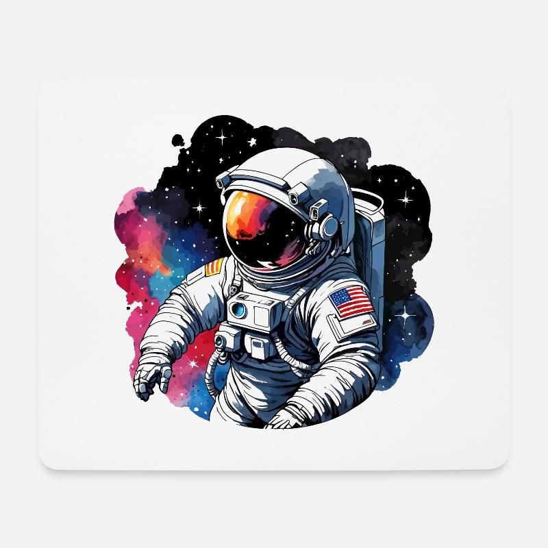 Astronaut Wasserfarben Aquarell - Mousepad (Querformat) - Weiß