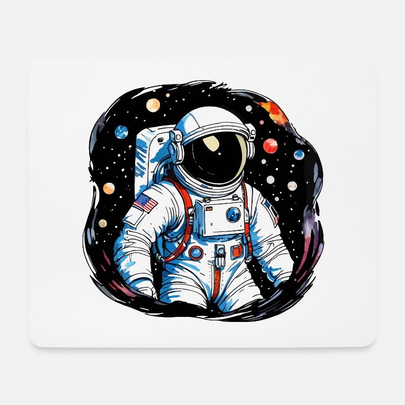 Astronaut Wasserfarben Aquarell - Mousepad (Querformat) - Weiß