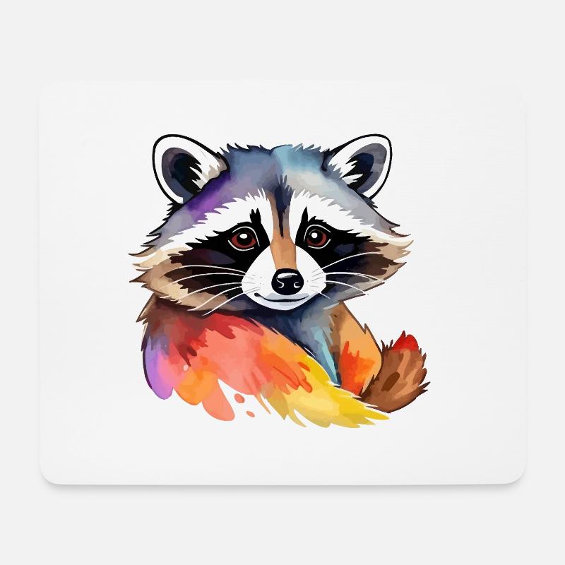 Waschbär Wasserfarben Illustration - Mousepad (Querformat) - Weiß