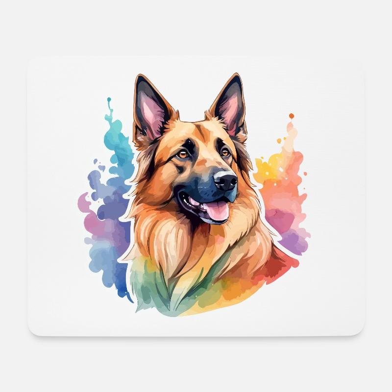 Belgischer Schäferhund Wasserfarben - Mousepad (Querformat) - Weiß