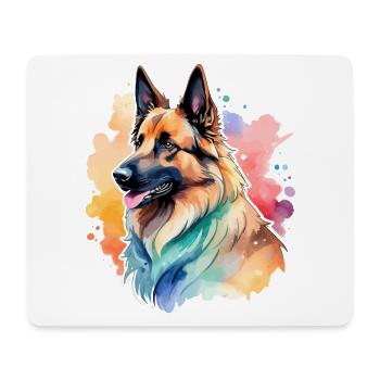 Belgischer Schäferhund Wasserfarben - Mousepad (Querformat) - Weiß - Vorne