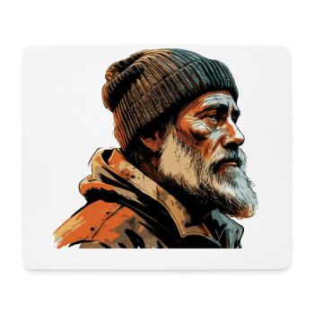 Vieil homme Capitaine Hambourg St Pauli Ouvrier portuaire - Tapis de souris (format paysage) - blanc - Devant
