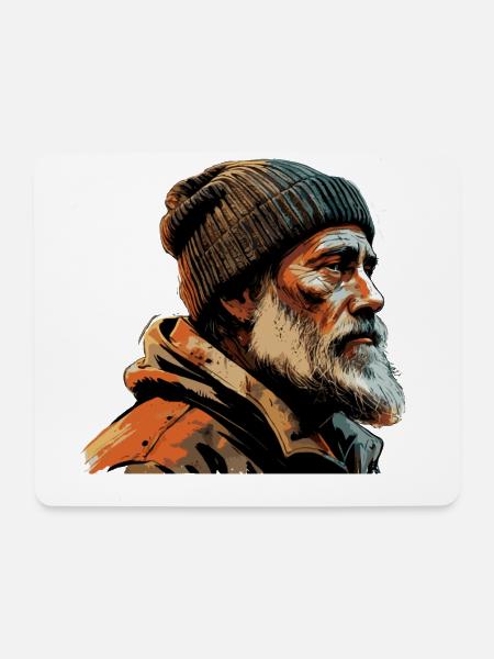 Alter Mann Kapitän Hamburg St Pauli Hafen Arbeiter - Mousepad (Querformat) - Weiß