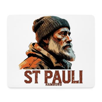 Old Man Captain Hamburg St Pauli Port Worker - Mouse Pad (horizontal) - white - Front