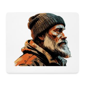 Vieil homme Capitaine Hambourg St Pauli Ouvrier portuaire - Tapis de souris (format paysage) - blanc - Devant