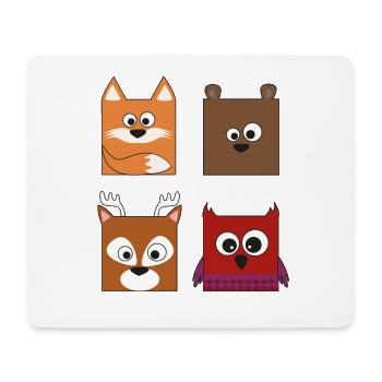 Fuchs Bär Eule Reh - Mousepad (Querformat) - Weiß - Vorne
