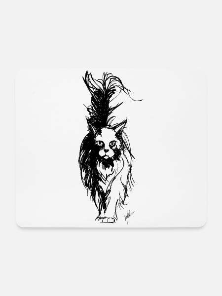 Schwarze Maine Coon - Mousepad (Querformat) - Weiß