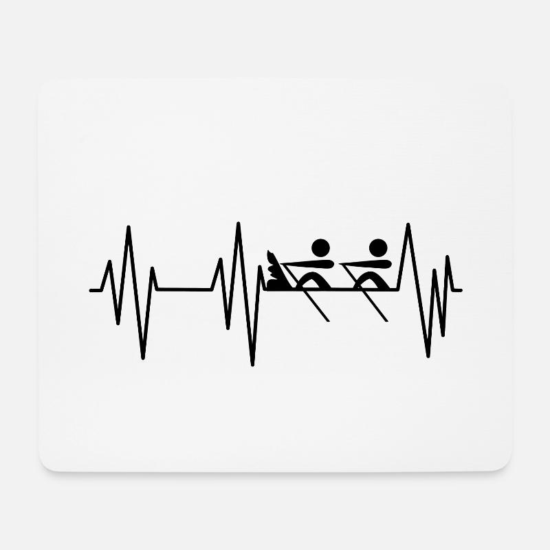 Rudern Herzschlag - Mousepad (Querformat) - Weiß