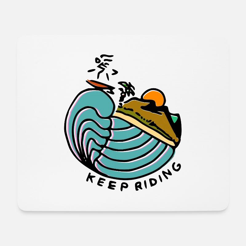 Surf Wave Sonnenuntergang - Mousepad (Querformat) - Weiß