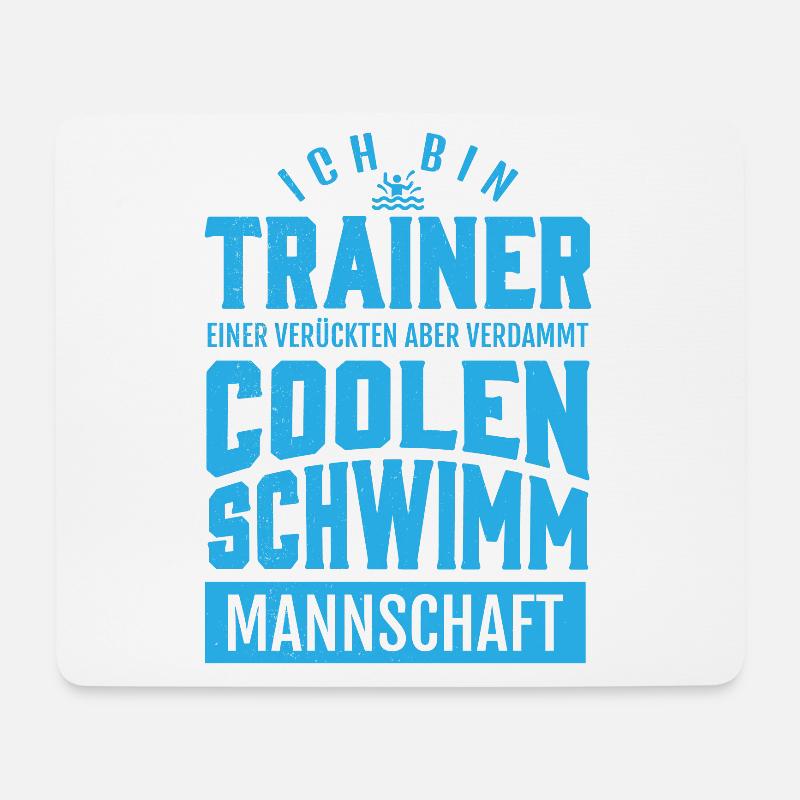 Schwimmen – Shirt Trainer Wassersport Geschenk - Mousepad (Querformat) - Weiß