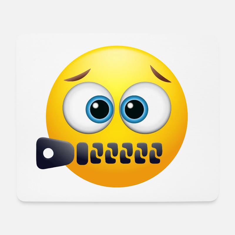 EMOJI mit Reißverschluss cooles u. lustiges Design - Mousepad (Querformat) - Weiß