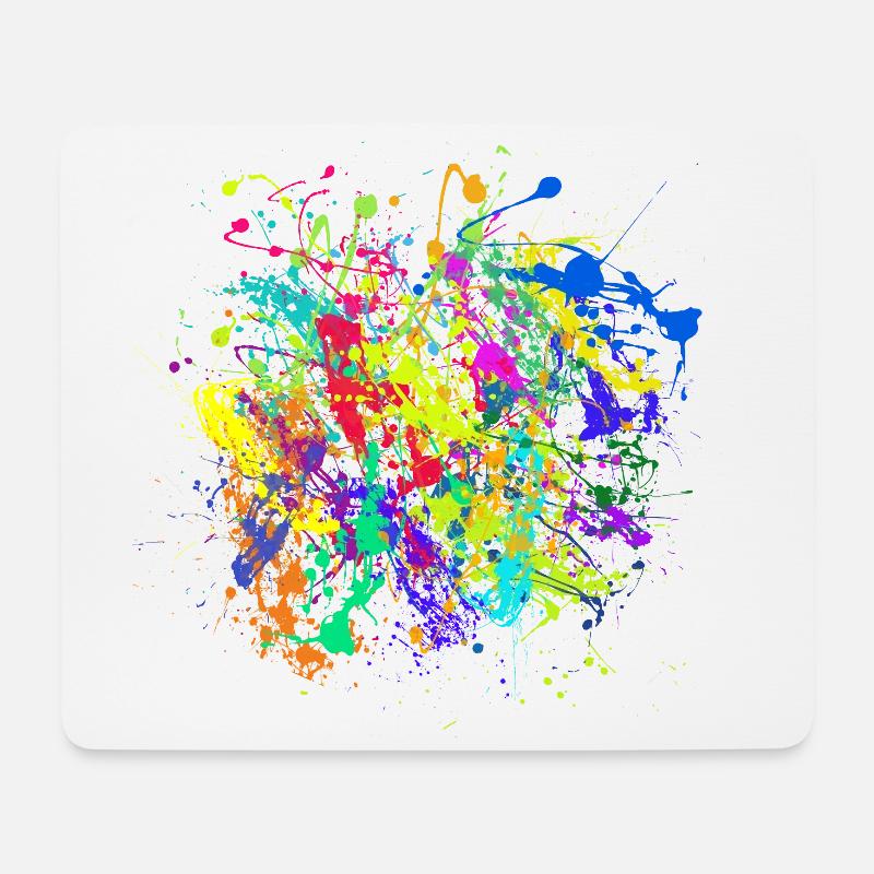 Bunte Kleckse Farben Splatter - Mousepad (Querformat) - Weiß
