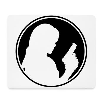 Woman pistol silhouette circle - Mouse Pad (horizontal) - white - Front