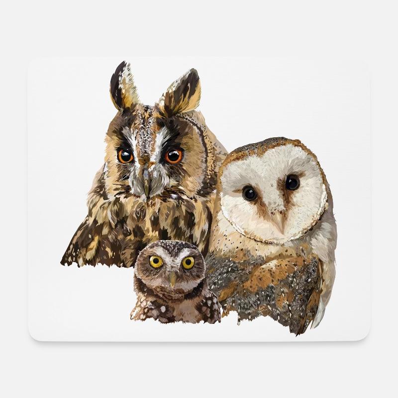 Eulen - Mousepad (Querformat) - Weiß