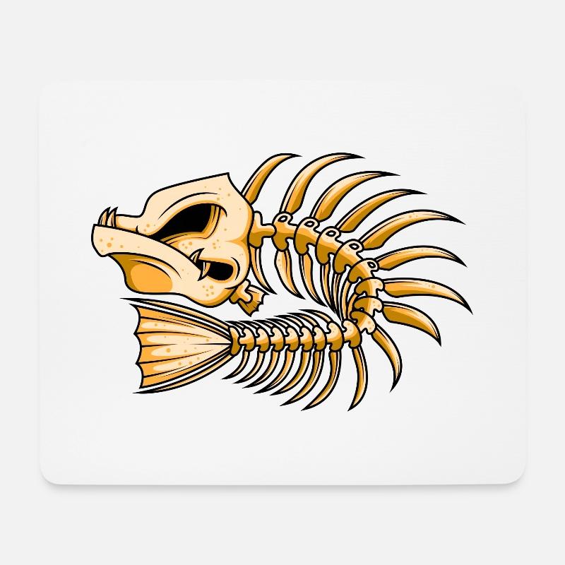 fisch knochen skelett fischen - Mousepad (Querformat) - Weiß
