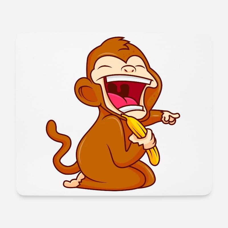 affe banane lustig comic baby affen - Mousepad (Querformat) - Weiß