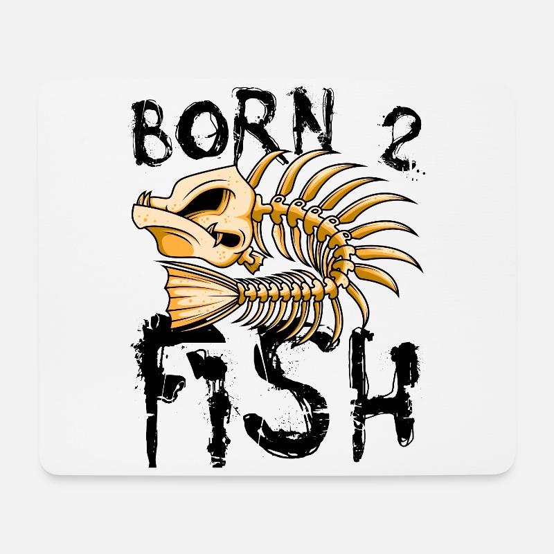 Born to fish knochen fischgräte fisch - Mousepad (Querformat) - Weiß