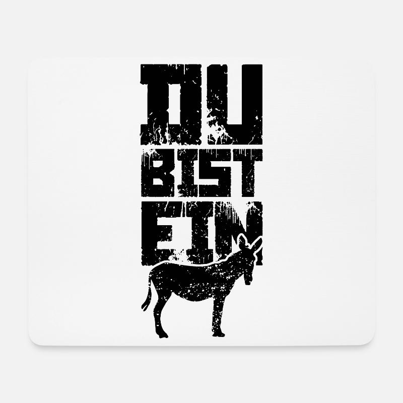 Du bist ein Esel Lustig Idiot - Mousepad (Querformat) - Weiß