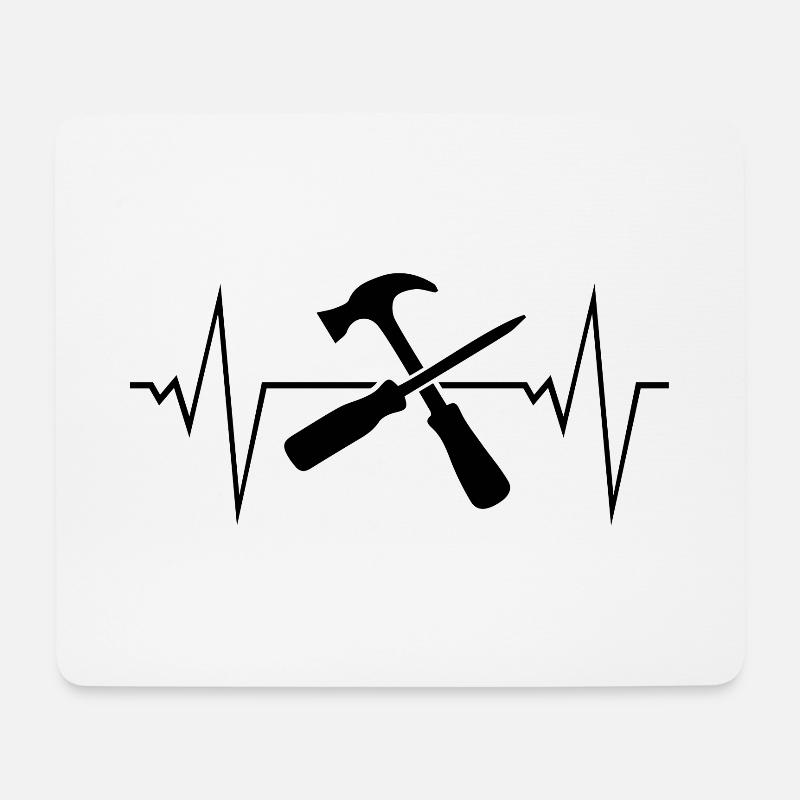 Hammer Schrauber Puls Herzschlag - Mousepad (Querformat) - Weiß